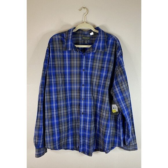John Bartlett Consensus Button Up Long Sleeve Blue Plaid Shirt Mens Size 2XL NWT - Picture 1 of 5
